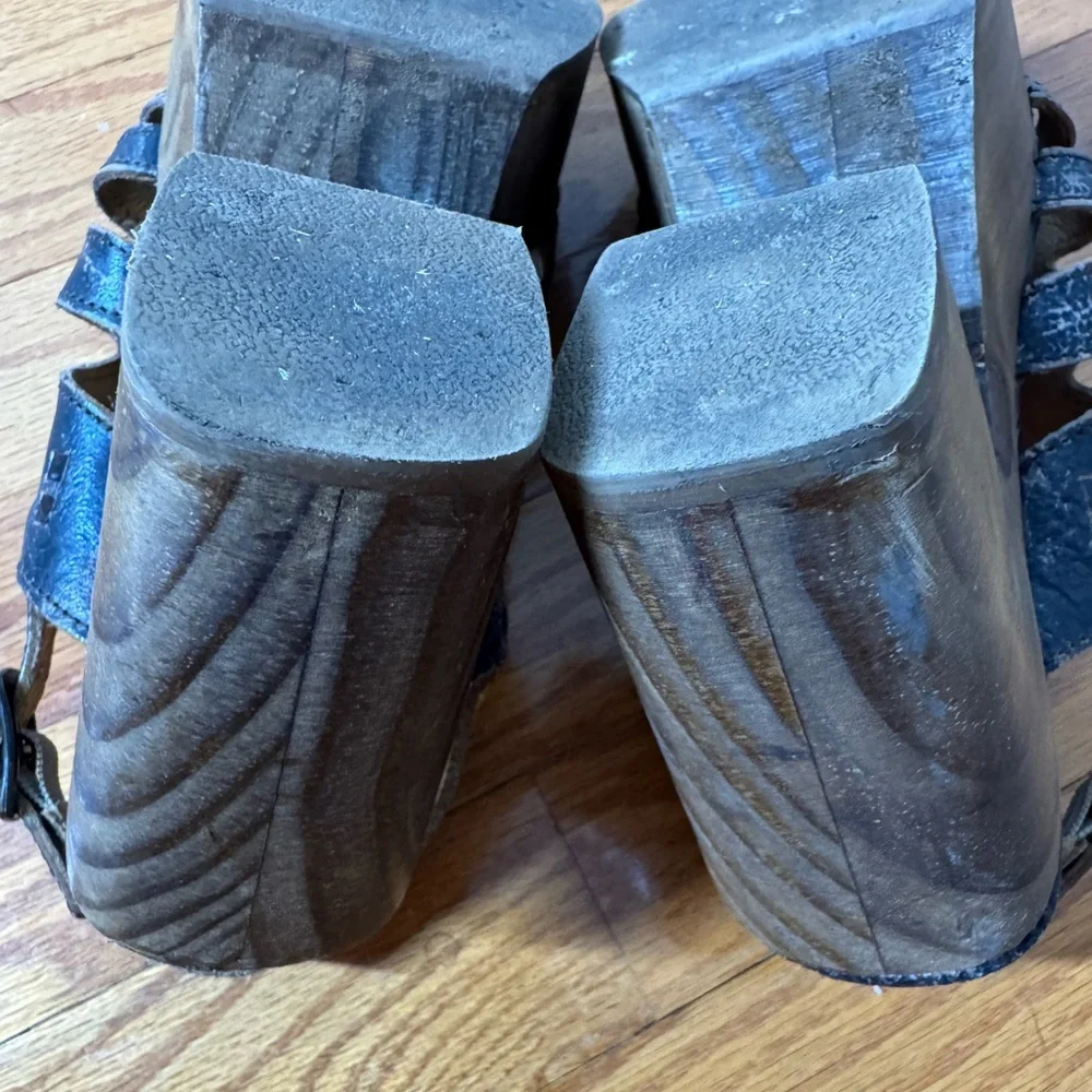 BED|STU Fontella Distressed Black and Brown Platform Sandals 7.5 - Picture 7 of 10